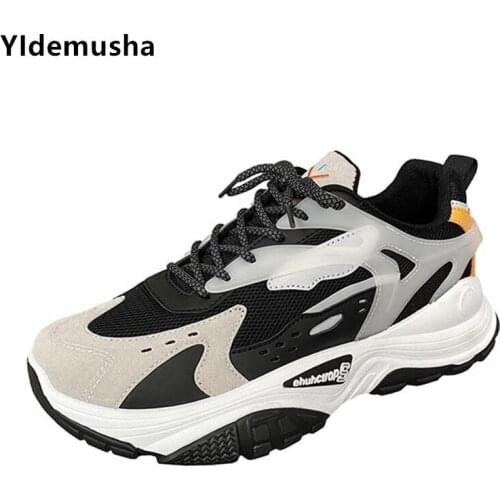 Spring Autumn fashion men shoes mesh sneakers new lace-up splice sports casual shoes sport black shoes student running shoes