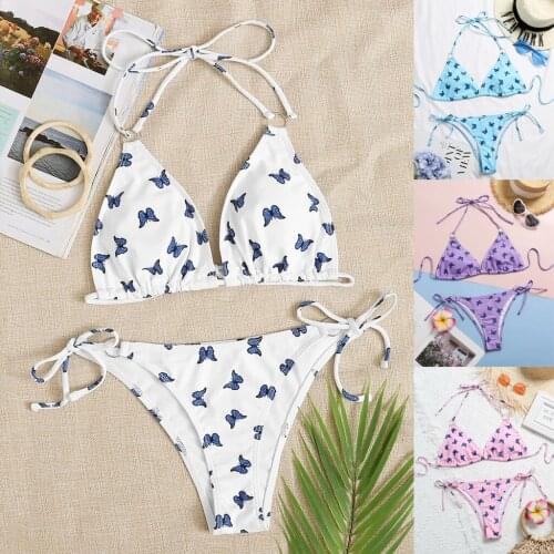 Swimwear Women Sexy Butterfly Micro Bikinis Set Swimming Bathing Suit Brazilian Swimsuit High Cut Bandage Bikini 2021
