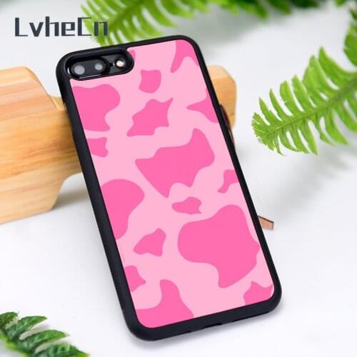 LvheCn Silicone Rubber Phone Case Cover for iPhone 6 6S 7 8 Plus X XS XR 11 12 Mini Pro Max Moo Moo Pink