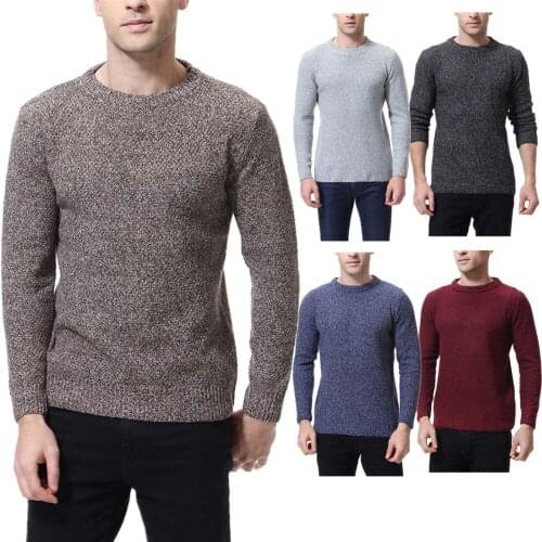 2019 New Sweaters Men Fashion Style Autumn Winter Solid Knitted Quality Pullover Men O-neck Casual Men Sweater M-XXL
