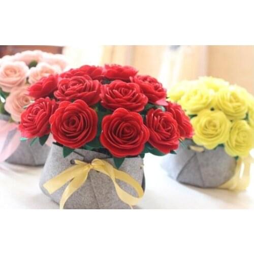Rose daisy flower pot Fabric Felt kit Non-woven cloth Craft DIY Sewing set Felt Handwork Material DIY needlework supplies