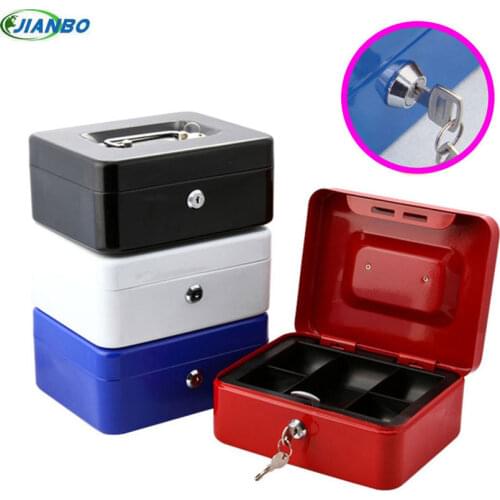 New Portable Steel Lock key Cash Money Safe Security Box China For School Office Keys Lockable Coin Outdoor White Storage Items