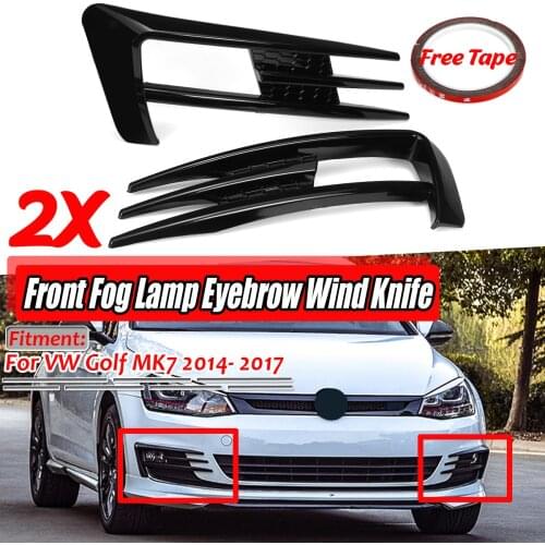 A Pair ABS Car Front Fog Lamp Eyebrow Wind Knife Cover Trim For VW For Golf MK7 2014 2015 2016 2017 Fog Light Eyebrow Eye Lid