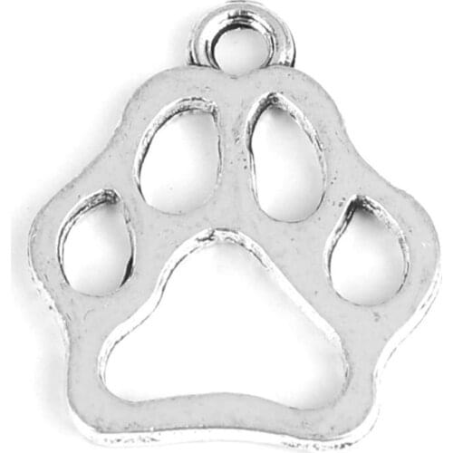 DoreenBeads Fashion Animal Series Pendant Zinc Based Alloy Pet Memorial Charms Footprint Gold Hollow Gift 20mm x 17mm, 50 PCs