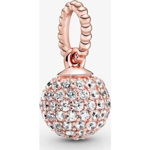 Pave Ball Pendant Charms 925 Original Fit Pandora Me Bracelets Sterling Silver Charm Beads for Jewelry Making Kralen Bijoux