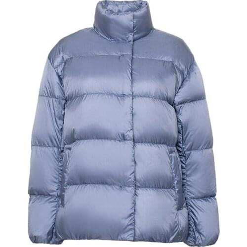 NewBang Short Down Jacket Fashion Stand Collar Slim Womens White Duck Down Coat Winter Jacket Warm Lightweight Clothes