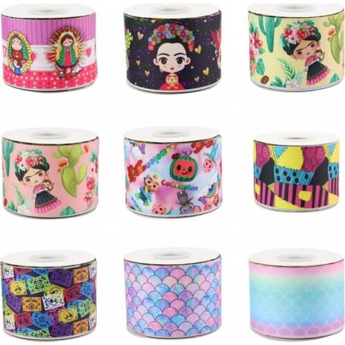 22MM 25MM 38MM 50MM 75mm Printed Pattern on Grosgrain Ribbon for diy ribbon