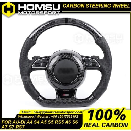 Round Top Flat Bottom Carbon Fiber Steering Wheels For audi A4 S4 A5 S5 RS5 A6 S6 A7 S7 RS7