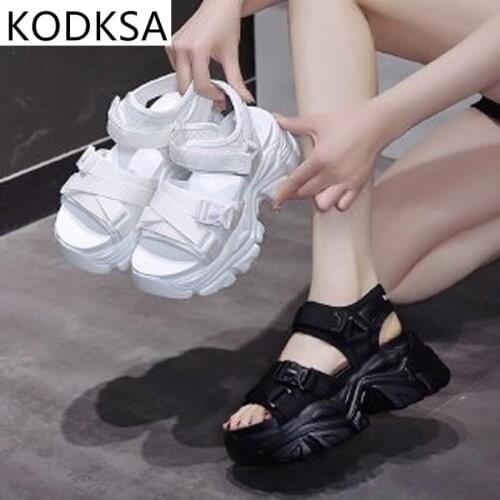 Womens Sandals 2021 Summer New Style Net Red Fashion Thick-soled Velcro Platform Casual Sports Womens Shoes