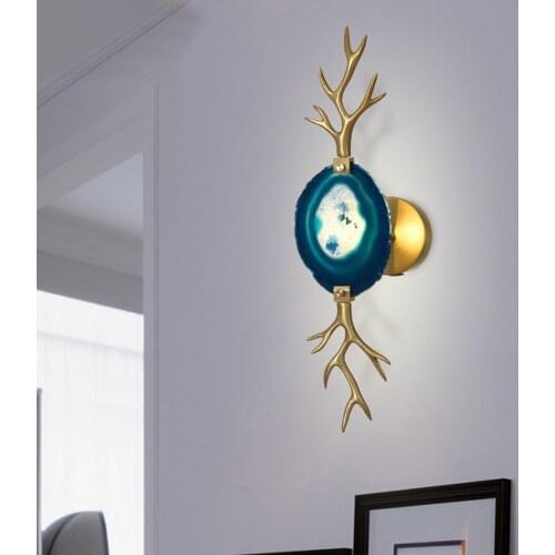 Modern Antler Wall Lamp Art Decor Agate Living Wall Sconce Light Bedroom Decor Lighting Fixture LED Suspension Lamps WA132