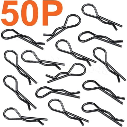 50-Pack Universal RC Car BodyShell Clips For 1/10th Scale Body Pins Bent End Replacement Parts Sliver Black