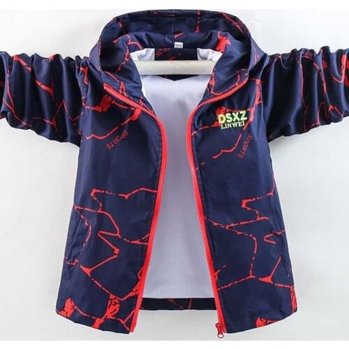 Waterproof Boys Jackets Thin Spring Autumn Fashion Kids Outerwear printing Windproof Hooded Jackets for Childrens Coats