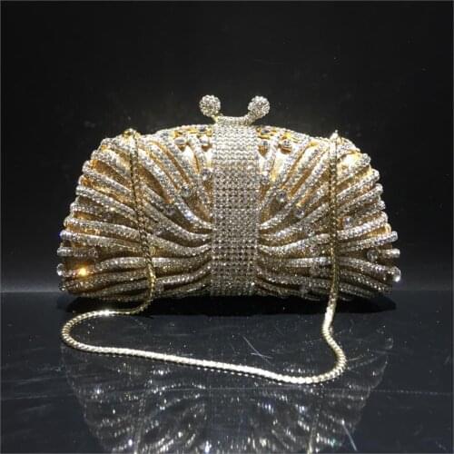 18x10.5CM Rhinestone Bag Corrugated Metal Crystal Evening Bag Diamond Bag Women Clutch Bag a6912