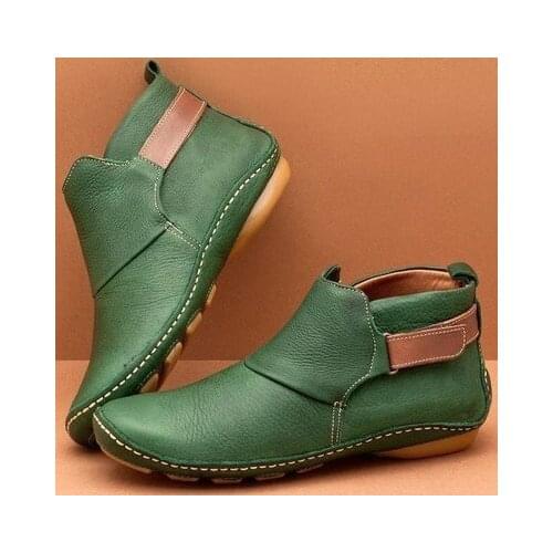 Hot Retro PU Leather Ankle Boots Short Tube Cross Strap Ladies Shoes Short Plush Punk Boots Flat Womens Boots Large Size 35-43