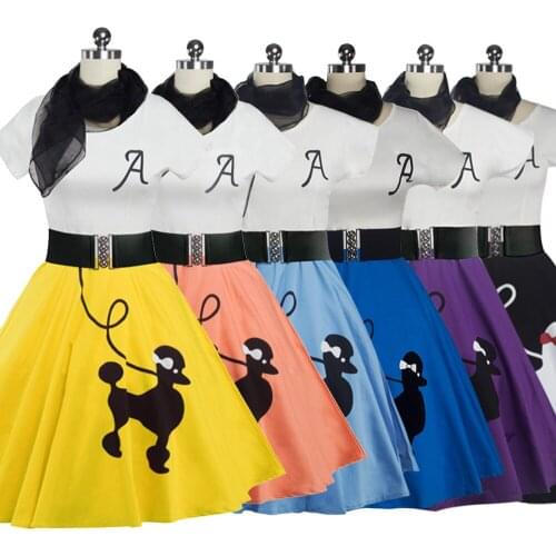 Hip Hop 50s Shop Girls Women Poodle Skirt Halloween Dance Costume