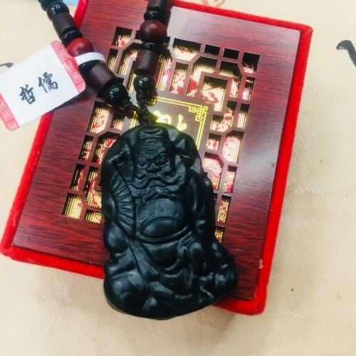 Zheru natural and Tian Moyu fine carving to catch the demon pendant with wooden beads necklace men and women sweater chain