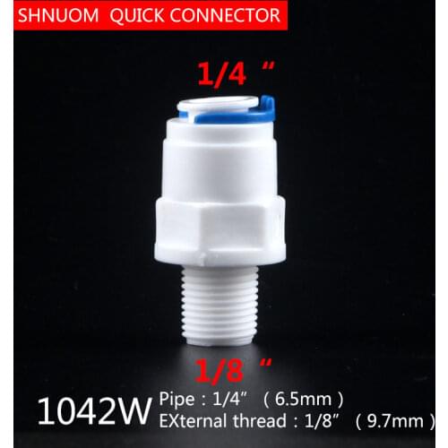 1/8" External thread to 1/4" Tube direct connection 1042 purifier straight Quick Connect RO Water filter Connector Tube Fitting