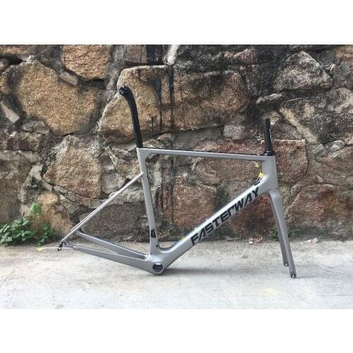 2018 taiwan brand FASTERWAY classic sliver grey with black super light carbon bike frame:frameset+seatpost+fork+clamp+headset