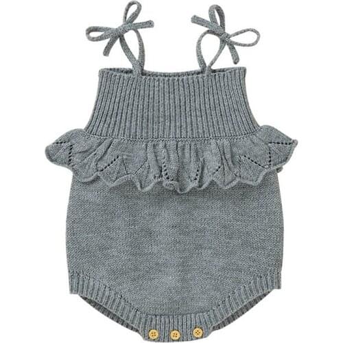 2021 Newborn Baby Girl Spring Clothes Ruffle Romper Jumpsuit Sleeveless Infant Knitted Outfit