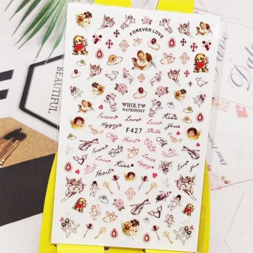 3D Nail Sticker Decals Flowers Letter Staff Design Nail Art Decorations Stickers Sliders Manicure Accessories Nails Decoraciones