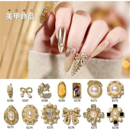 5pcs Luxury Zircon 3D Nail Art Decorations Shiny Pearl Diamonds Butterfly Alloy Pendant Jewelry Manicure Design Accessories