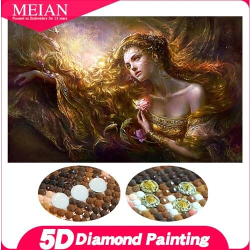 Meian Special Shaped Diamond Embroidery Beauty Lady 5D Diamond Painting Cross Stitch 3D Diamond Mosaic Full Drill Home Kits