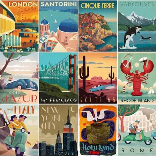 AZQSD Diamond Painting New York City London Cross Stitch Rhinestone Handmade Diamond Embroidery Landscape Mosaic Home Decoration