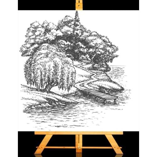 AZSG Riverside bridge Transparent Clear Stamps/Seals For DIY Scrapbooking Card Making Album Decorative Silicone Stamp Crafts