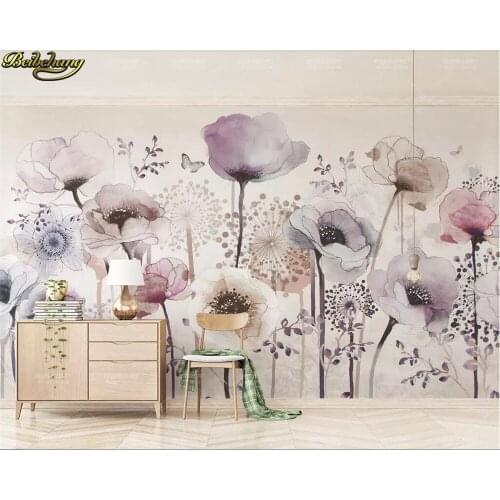 Beibehang Custom photo wallpaper mural watercolor hand-painted style lilac floral beautiful TV background wall papel de parede