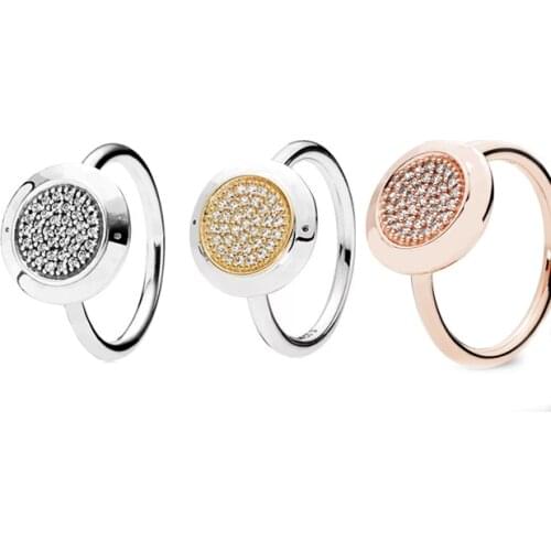 Free shipping Authentic 925 Sterling Silver Round Radiant Rings CZ Crystal For Women European Original DIY Jewelry