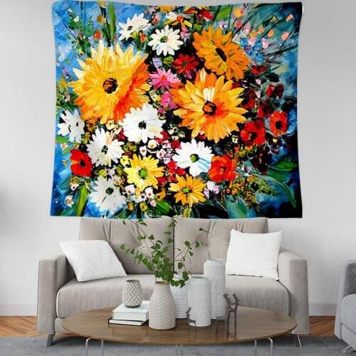 PLstar Cosmos Bohemian sunflower oil painting Tapestry 3D Printing Tapestrying Rectangular Home Decor Wall Hanging style-10