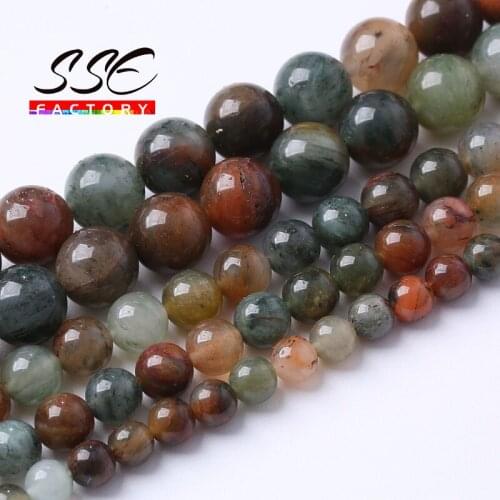 Natural Colorful Grass Agates Stone Beads Round Loose Beads For Jewelry Making 6 8 10 12mm Diy Bracelets Accessories 15'' Strand
