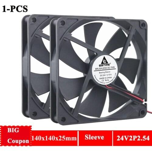 Gdstime 14cm 140mmx25mm PC Case Brushless Fan Cooler 24V DC Computer Machine Motor Cooling Fan 2Pin 1400RPM 14025s