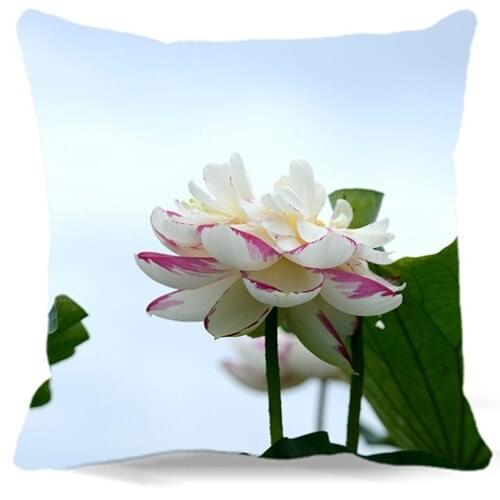 House Scenery Flower Lotus Pillow Cover 16" 18" 19" 2d Printed cotton polyester Square home car sofa Seat Decorative 9 style