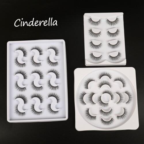 Cursavela 5D Mink Eyelash Faux Cross Fluffy Natural Look False Eyelashes Wispies Soft Reusable Lashes Multiple Pairs |Cinderella