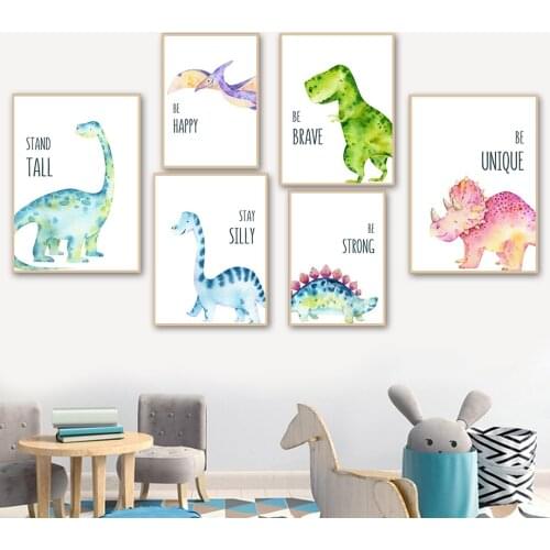 Dinosaur Stegosaurus Triceratops Wall Art Canvas Painting Nordic Posters And Prints Wall Pictures Baby Kids Room Nursery Decor
