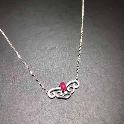 Natural red ruby gem Elegant Lucky clouds necklace natural gemstone pendant necklace S925 silver girl party gift fine jewelery