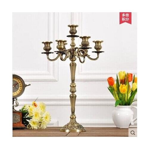 H54 cm 7-light branch bronze floral metal candelabra candelabrum candle holder candlestick wedding home decoration ZT028