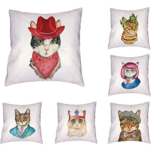 Creativity Cat Dress Up Throw Cushion Cover Western Cattle Printed Funny Wedding Gifts Living Room Office Couch Decor Pillowcase