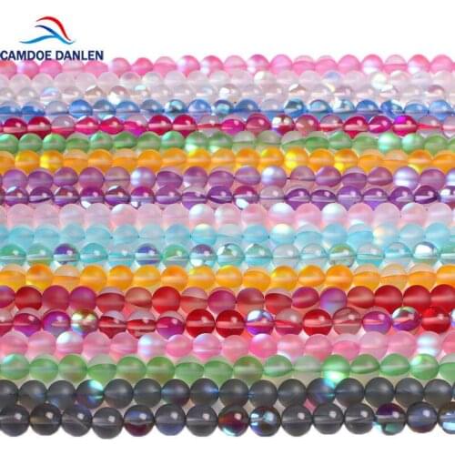 10 Colors White Green Blue Synthetic Matte Moonstone Crystal Round Loose Beads 6 8 10 12MM For Necklace Bracelets Jewelry Making