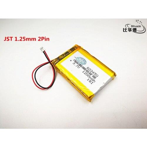 JST 1.25mm 2Pin Good Qulity 3.7V,1200mAH,603450 Polymer lithium ion / Li-ion battery for TOY,POWER BANK,GPS,mp3,mp4