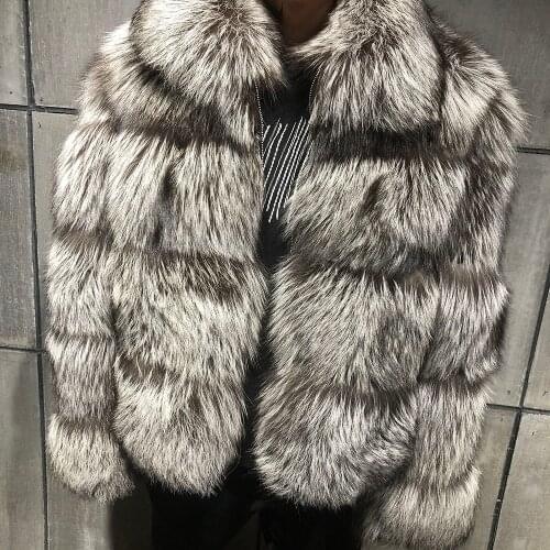 YOLOAgain Winter Warm Real Fox Fur Mens Jacket Male Natural Fur Coat