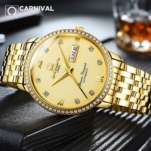 Mens Watches Luxury Top Brand CARNIVAL 2019 Fashion Mechanical watch Men Casual mens Automatic Wristwatches relojes hombre 8676