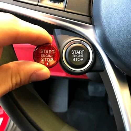 Carbon Fiber Car Engine Start Stop Button Cover Trim Sticker For Alfa Romeo Giulia Stelvio Accessories