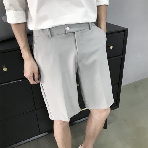 Summer New Mens Shorts Straight Loose Knee Length Leisure Business Pant Solid Thin Light Comfortable Male Five Points Shorts