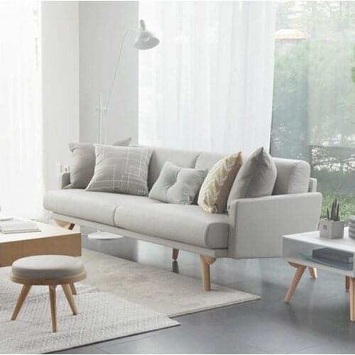 Solid wood Leather sofa small apartment sofa combination three seats first layer of leather sofa designer north ou Arts