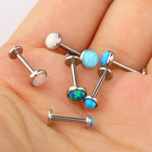 Opal Lip Bar Ring Internally Threaded Ear Tragus Cartilage Stud Piercing Body Jewelry Cartilage Ear Piercing