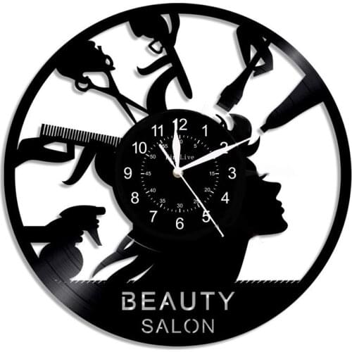 Hairdressing vinyl record living room antique wall clock modern simple wall clock creative silent clock B