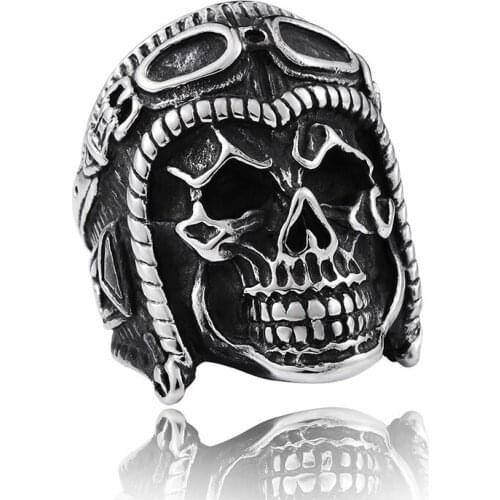 Dropshipping Wholesale Skull Astronaut 316L Stainless Steel Jewelry Punk Man`s Ring