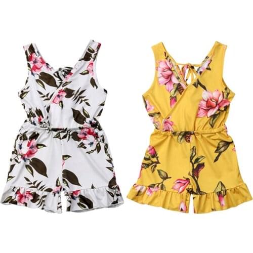 Pudcoco 2020 Summer Toddler Baby Girl Clothes Floral Jumpsuit Sleeveless Romper Clothes Outfits Set Playsuit 1-6Y